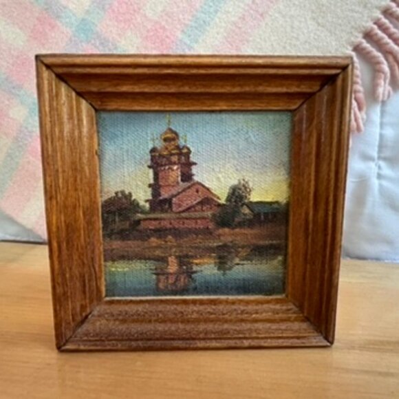 Vintage Miniature Russian Oil Painting Framed - Picture 3 of 7